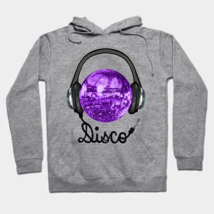 70s Music Purple Disco Ball Headphones Hoodie